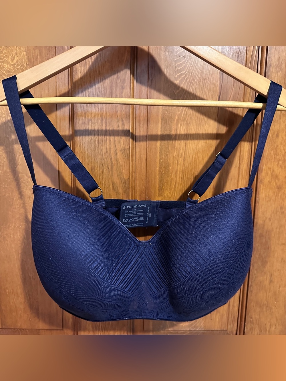 ThirdLove Navy Textured Seamless Underwire Everyday T-Shirt Bra in 38G